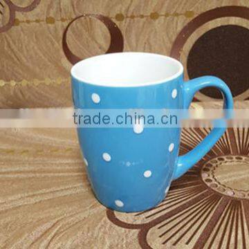 10 oz blue glazed belly shape hand painting ceramic mug