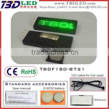 Rechargeable fashion mini led nameplate / led scrolling message badge display/small led name card screen
