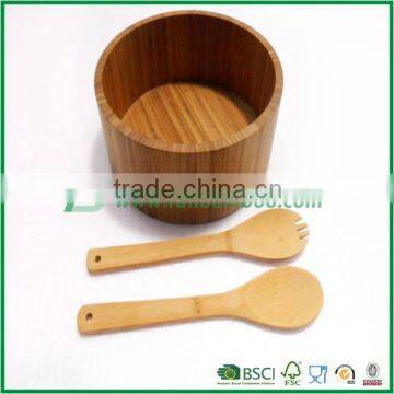 bamboo salad bowl set with serving spoon and fork
