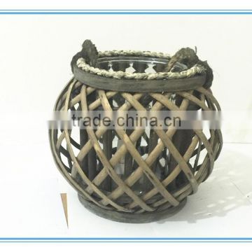 Hot sale Willow round candle stand/hurricane with round glass