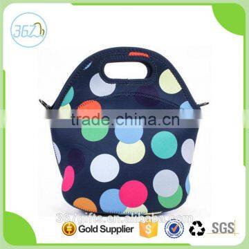 Alibaba China Custom Insulated Dot Neoprene Lunch Bag with Shoulder Straps