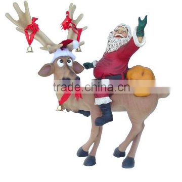 Fiberglass Christmas Sculpture Fiberglass Santa and Reindeer