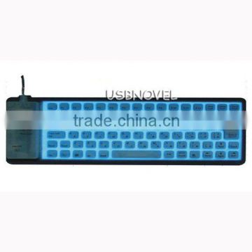 Luminescent rolling fexible silicone keyboard