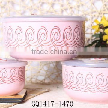 heat resistant salad bowl set with silk screen in liling