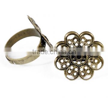2014 Wholesale Beautiful Flower Pattern Jewelry Rings Components