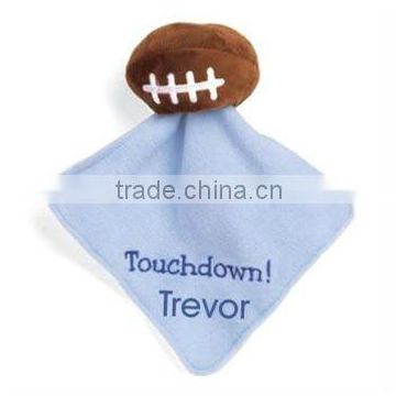 4" soft and cute Personalized Sports Collection Football and Security Blanket Plush Baby Toy