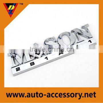 Chromed ABS mason letter car badges emblems,custom plastic auto logo label sticker