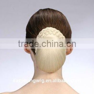 Wholesale blonde braided hair bun hairpieces, fake chignon
