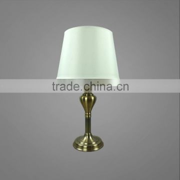 Metal Base And Body In Antique Brass Finish With White Fabric Lampshade Table Light Bedside Table Lamp Study Table Light