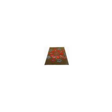 Handmade Greenish Brown Floral Area Rug, Acrylic Hand-tufted Flower Pattern Rugs