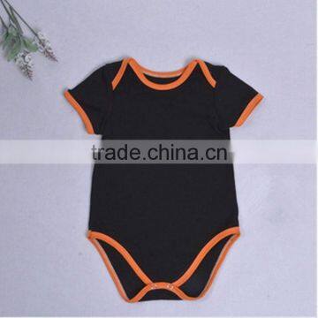 Plain Black 100% Cotton Baby Jumpsuit with Short Sleeve