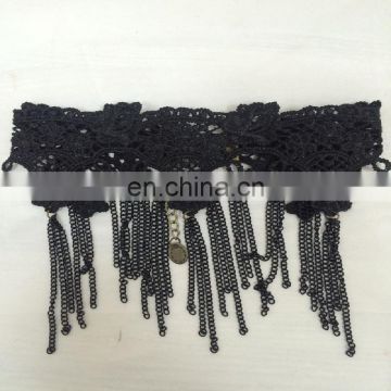 Latest Design Party Decoration Metal Necklace for Party with Black Lace