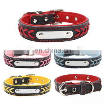New type lettering hand-knitted dog collar leather collar pet collar comfortable substrate dog traction
