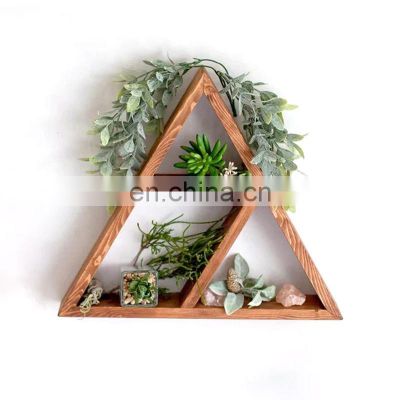 Custom Handmade Wood Wall Mounted Floating Triangular Shelf 16\
