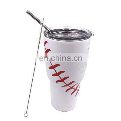 30oz Double Wall Vacuum Insulated Tumbler Cups Stainless Steel Coffee/Tea/ Beer Tumbler In Bulk With Lid And Straw