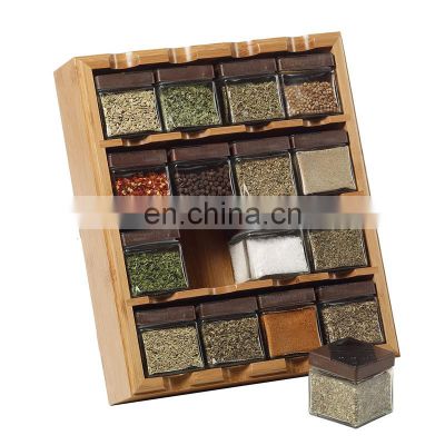 Bamboo 16-Cube Inspirations kitchen Spice Rack Organizer with condiments bottles Storage Holders & Racks