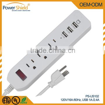 USA/United States Universal Portable Power Strip 3 Outlets Home/Office Surge Protector Travel Charger with 3 USB ports