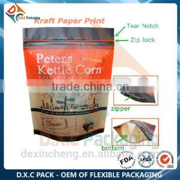 Snack Food Packaging Resealable Stand Up Plastic Bag With Customized Print