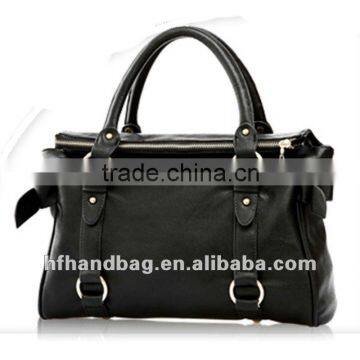 Classic black fashion trend featured major suit shoulder leather handbag