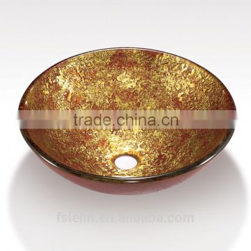 Top hot sale glass art basin colorful glass vanity LH-090