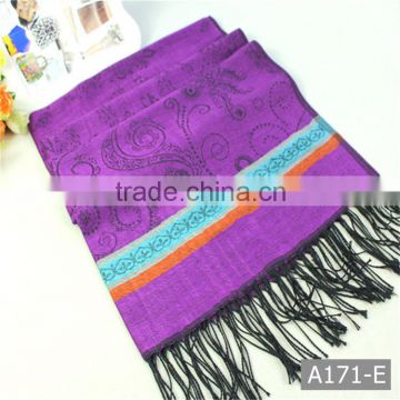 A171 Hot sell delicate multicolor high quality ladies yarn woven scarf