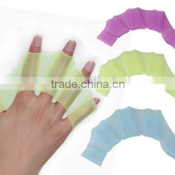 High quality silicone swimming hand webbed , swimming hand flippers , silicone water gear paddles