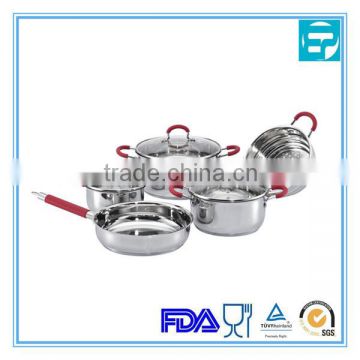 8pcs silicon handle stainless steel cookware sets