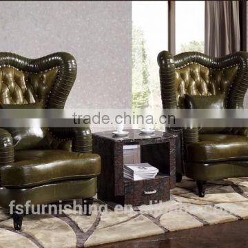 JR029 luxury antique chesterfield genuine leather leisure chair living room single chairs hotel room chair wedding furniture