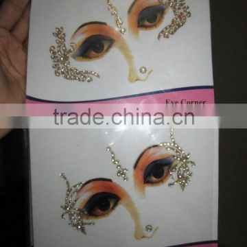 GOLD crystal face tattoo eye corner forehead STICK ON