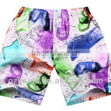 Pure 100% Cotton Plain Fabric Men's Pattern Printed Short Beach Pants with Colorful Design