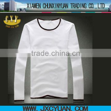 2016 wholesale white Korean men t-shirt cheap long sleeve