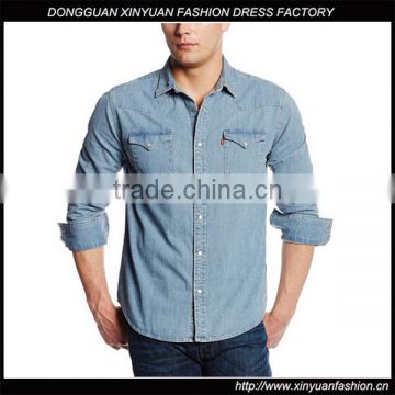 2017 jean clothing blue color long sleeve men's polo t-shirt