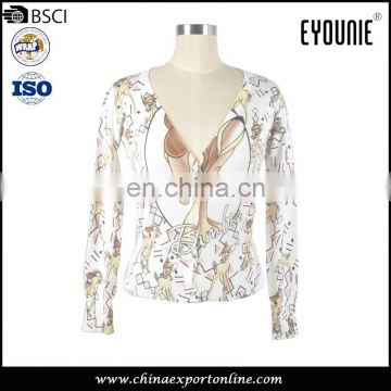 OEM Service Supply Spring With Cartoon Character Print Sweater Women Cardigan