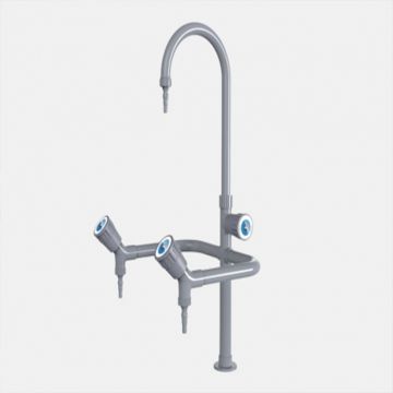 VIRTUES laboratories Triple outlet faucet water supply fitting Solid brass Goose neck spout white grey color V02