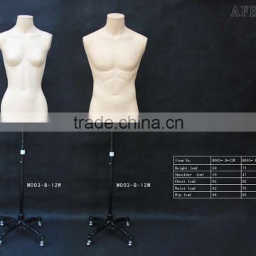 wholesale adjustable female/male mannequin upper body manikin with wooden base dummy mannequin M003- B-12W