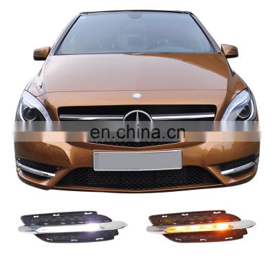 LED DRL lamps Daytime Running Light for Mercedes Benz Class B w246 B180 B200 2011-14 with yellow turn signal