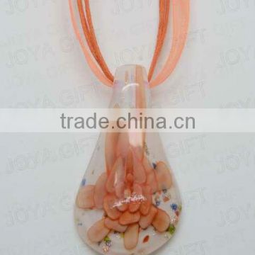 2014 gift Lampwork Glass Pendant Necklace Lampwork glass Necklace sea house pendant with wax cord
