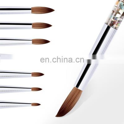 Popular Oil-filled liquid flow Handle Nylon Synthetic hair nail Art brush Tool Acrylic Brush Set Pens With Glitter Inside