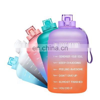 leak proof  big capacity durable time marker wide mouth BPA free motivational camping sports 1 gallon fitness water bottle