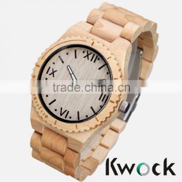 Day/Date water resistant feature and original material wooden watch,the best selling products in Europe and American