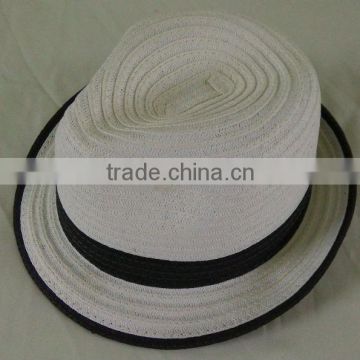 White And Black Fashion Fedora Paper Straw Hat For Summer