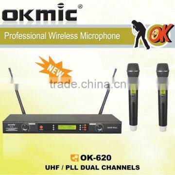 OK-620 Dual Channels/UHF PLL 32/99 channels microphone