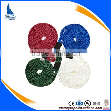 colorful solid braided pp polyester fender line for yacht and boat