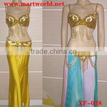 gold cabaret belly dance outfit (XF-038)