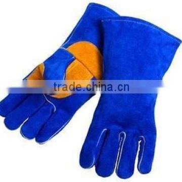 Green pig split leather welding gloves Full canvas heat insulation for man/best quality taidoc