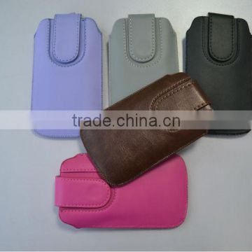 PULL TAB LEATHER POUCH CASE WITH FASTENER