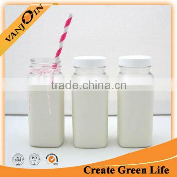 China Manufacturer 8oz Square Glass Milk Bottle