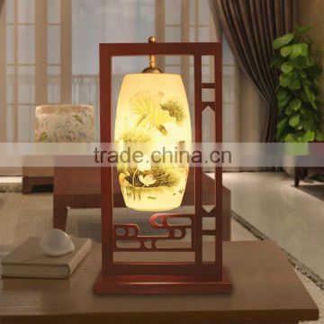 Vintage wooden table lamp handmade adjustable indoor lighting