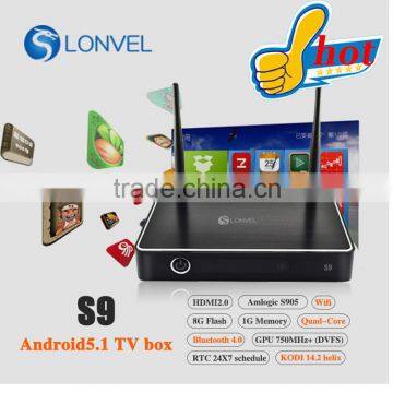 Quad-Core WiFi Kodi 1080P KODI 14.2 helix Smart set TV Box BT android 5.1
