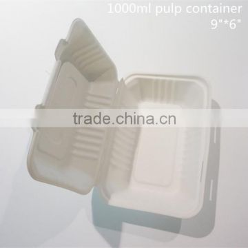 1000ML 9''x6'' Sugarcane pulp Biodegradable food packaging containers